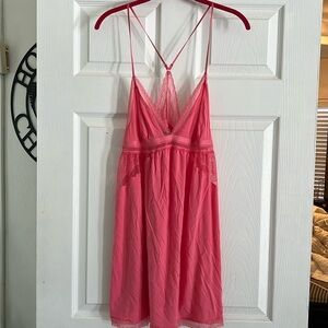 Victoria Secret pink lace racer back night gown - NWOT